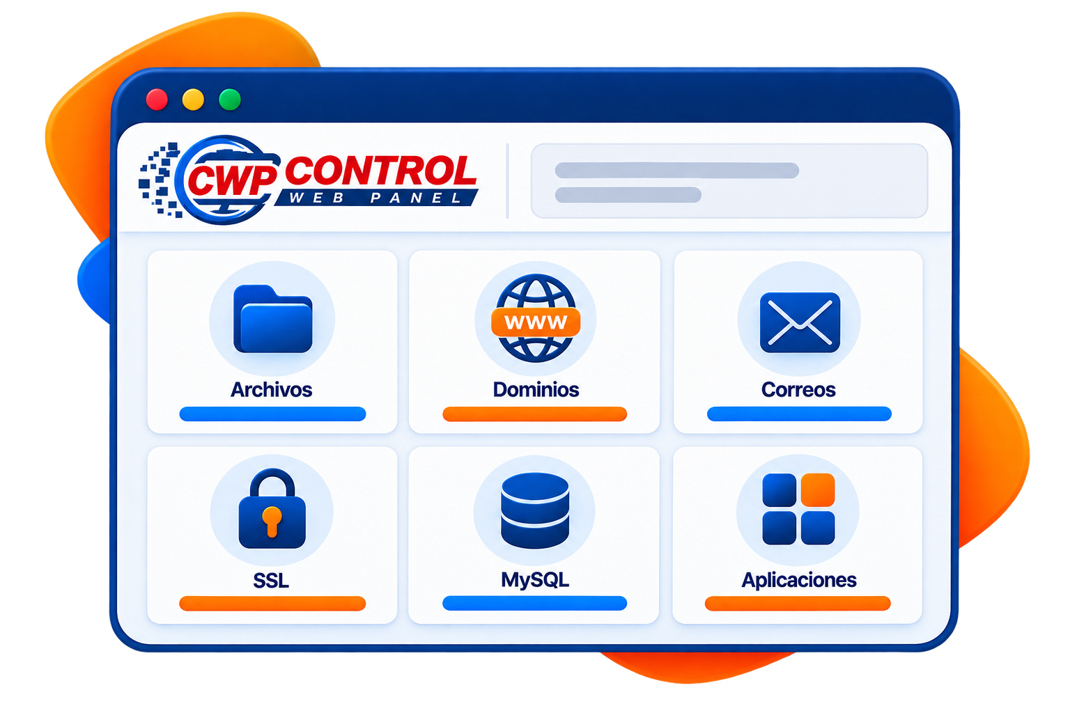 Vista del panel CWP para administrar hosting
